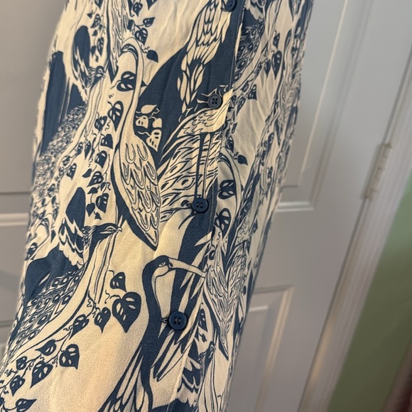 Reformation Gemstone Dress Blue and Wht in Avian Button Front Midi Dress Size 8 - Picture 4 of 13